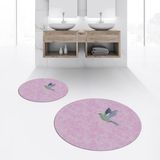 Viyana Home Dijital Baskılı Kaymaz Yıkanabilir Yuvarlak Ikili Banyo Paspas Klozet Takımı, V-Y-Klozet-36-Pembe, - Renkli