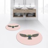 Viyana Home Dijital Baskılı Kaymaz Yıkanabilir Yuvarlak Ikili Banyo Paspas Klozet Takımı, V-Y-Klozet-37-Pembe, - 100 x 60 cm