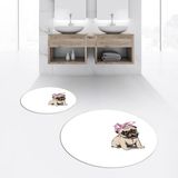 Viyana Home Dijital Baskılı Kaymaz Yıkanabilir Yuvarlak Ikili Banyo Paspas Klozet Takımı, V-Y-Klozet-38-Beyaz, - Renkli