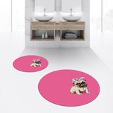 Viyana Home Dijital Baskılı Kaymaz Yıkanabilir Yuvarlak Ikili Banyo Paspas Klozet Takımı, V-Y-Klozet-38-Pembe, - 40 x 60 cm - 60 x 100 cm