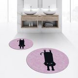Viyana Home Dijital Baskılı Kaymaz Yıkanabilir Yuvarlak Ikili Banyo Paspas Klozet Takımı, V-Y-Klozet-39-Pembe, - Renkli