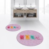 Viyana Home Dijital Baskılı Kaymaz Yıkanabilir Yuvarlak Ikili Banyo Paspas Klozet Takımı, V-Y-Klozet-41-Pembe, - Renkli