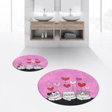Viyana Home Dijital Baskılı Kaymaz Yıkanabilir Yuvarlak Ikili Banyo Paspas Klozet Takımı, V-Y-Klozet-42-Pembe, - Renkli
