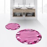 Viyana Home Dijital Baskılı Kaymaz Yıkanabilir Yuvarlak Ikili Banyo Paspas Klozet Takımı, V-Y-Klozet-47-Pembe, - Renkli