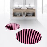 Viyana Home Dijital Baskılı Kaymaz Yıkanabilir Yuvarlak Ikili Banyo Paspas Klozet Takımı, V-Y-Klozet-50-Pembe, - Renkli