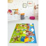 Viyana Home VHÇ-HT-1140 Dijital Baskılı Kaymaz Taban Çizgi Film Desenli Renkli 100x150 cm Çocuk Odası Halısı
