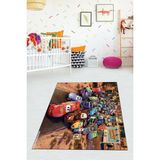 Viyana Home VHÇ-SD-198 Dijital Baskılı Kaymaz Taban Modern Arabalı Kahverengi 80x300 cm Çocuk Odası Halısı