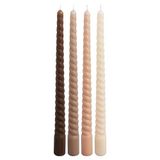 Viyffo Spiral Konik Mumlar 11 İnç Kahverengi 4'lü Set Kokusuz, Damlatmaz, Dumansız Konik Şamdanlar Düğün Advent Ev Dekoru Akşam Yemeği Noel