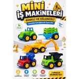 viyol marketim 5’li Oyuncak İş Makinesi Seti – Traktör Kepçe Beton Mikseri Römork Kamyon