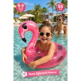 viyol marketim 65 cm Flamingo Figürlü Simli Çocuk Yüzme Simidi – Şişme Havuz & Deniz Simiti