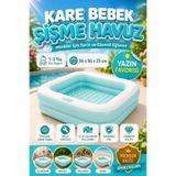viyol marketim Mini Kare Şişme Çocuk Bebek Havuzu 86x86x25 cm – Şişme Tabanlı Ev Bahçe Balkon Havuzu