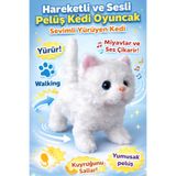 viyol marketim Pilli Hareketli Sesli Peluş Kedi Oyuncak – Yürüyen Sevimli Kedi, Pil Dahil
