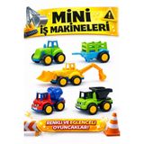 viyolmarketim 5’li Oyuncak İş Makinesi Seti – Traktör Kepçe Beton Mikseri Römork Kamyon