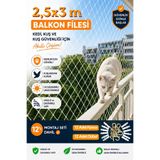 viyolmarketim Balkon Filesi 2,5x3m – Kuş Önleyici, Kedi Güvenlik Filesi, UV Dayanıklı