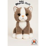 viyolmarketim Peluş Oturan Kedi 25 cm – Yumuşak Peluş Oyuncak – 3 Asorti Renk – Sevimli Kedi Figürü