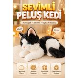 viyolmarketim Sesli Miyavlayan Peluş Kedi 35 cm – Siyah Yumuşak Oyuncak, Uyku Arkadaşı Kedi