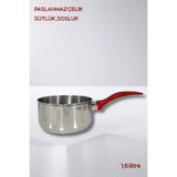 ViZKA Büyük Boy Çelik Sütlük ve Sosluk 1.6 L - Çok Amaçlı Yumurta Haşlama ve Sos Tenceresi - Paslanmaz Metal