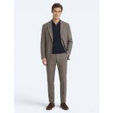 Vizon Çizgili Modern Fit İpek Karışımlı Takım Elbise