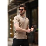 Vizon Düğmeli Polo Yaka Triko Erkek Tişört E7408 - 2XL