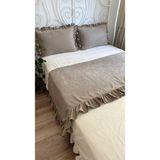 Vizon Fırfırlı Yatak Runner Kırlent Seti Yatak Şalı Yatak Örtüsü Set Çift Kişilik - 70 x 260 cm