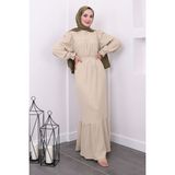 Vizon Kol Gipeli Gofre Elbise - L - XL