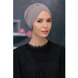 Vizon Pratik Hazır Geçmeli Tesettür Bone Sandy Kumaş Taçlı Büzgülü 1208_10