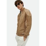 Vizon Regular Fit Dik Yaka Casual Süet Deri Mont