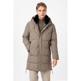 Vizon Regular Fit Kürklü Yaka Kapüşonlu Puffer Uzun Şişme Mont