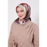 Vizon Soyut Ebruli Desen Twill İpek Eşarp