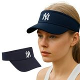 Vizör Şapka NY Logolu Ayarlanabilir Pamuklu Tenis Golf Spor Şapkası Unisex LACİVERT