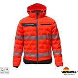 Vizwell VWJK517 Reflektörlü Teknik Dolgulu Iş Montu | Termal Korumalı, Tpu Membranlı, Yüksek Görünürlük, Suya Dayanıklı Profesyonel Iş Montu - Turuncu - XL
