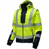 Vizwell VWJK521 Reflektörlü Ripstop Softshell Mont | Kollar Çıkmalı, Yüksek Görünürlük, Suya Dayanıklı Teknik Iş Montu - Sarı - 2XL