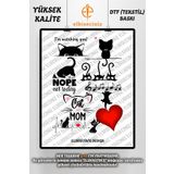 VİZYON İKRA "SİLÜET KEDİLER" Kumaşa Ve Deriye Baskı Kumaş Aplike Yama Ütü Ile Yapışan Transfer Baskı Kağıdı