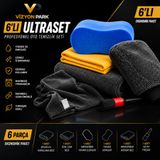 VIZYON PARK ULTRASET 6’lı Profesyonel Oto Temizlik Seti – Mikrofiber Kurulama Bezi, Cam Bezi, Yıkama Eldiveni, Oto Yıkama Süngeri, Güderi Bez ve Detay Fırçası