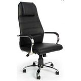 Vizyon Suni Deri Yönetici Müdür Koltuğu Tekerlekli Çalışma Sandalyesi Ergonomik Konfor - Siyah