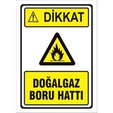 Vizyon Trafik Doğalgaz Boru Hattı Levhası - Galvaniz Saç 0,4 mm - 50 x 70 cm
