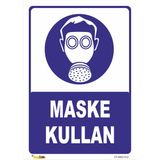 Vizyon Trafik Maske Kullan Levhası - Galvaniz Saç 0.4mm - 25X35 cm - Tekli