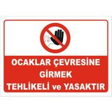 Vizyon Trafik Ocaklar Çevresine Girmek Tehlikeli ve Yasaktır Levhası Ytr 023 - Galvaniz Saç 0.4mm - 35X50 cm - Tekli