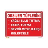 Vizyon Trafik Oksijen Tüplerini Yağlı Elle Tutma Yatık Tutma Devrilmeye Karşı Kelepçele Levhası - Sticker - 15 x 21 cm
