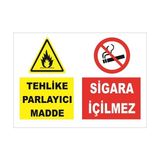 Vizyon Trafik Tehlike Parlayıcı Madde-Sigara Içilmez Levhası - Galvaniz Saç 0,4 mm - 70 x 100 cm