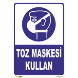 Vizyon Trafik Toz Maskesi Kullan Levhası - Galvaniz Saç 0.4mm - 25X35 cm - Tekli