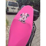 Vizyontek Minnie Mouse Desenli Neon Pembe Motosiklet Koltuk Kılıfı LİKRALI SCUBA KUMAŞ