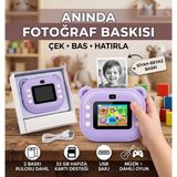 VizyonumVar Concept Çocuklar Için Anında Fotoğraf Baskılı Şipşak Mini Kamera - 32 GB Hafıza Kartlı, Müzikli, Oyunlu ve Taşıma Ipli Fotoğraf Makinesi - Mor