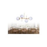 VK HOME AYDINLATMA Dubhe 4 Lü Lüx Beyaz Opal Camlı Avize (gold)