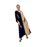 VL1640 Çift Renk Cepli Vual Elbise Siyah Camel