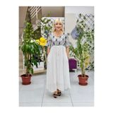 VL3027 Göğüs Nakışlı Vual Elbise Beyaz