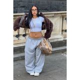 Vladivosto Ayarlanabilir Bol Paça Rahat Kalıp Unisex Büyük Beden Oversize Baggy Eşofman Altı - 4XL - Gri