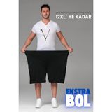 Vladivosto Ekstra Bol Kalıp Beli Lastikli Büyük Beden Baggy Oversize Dizüstü Bermuda Şort - Siyah - 5XL