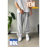 Vladivosto Nefes Alan Rahat Kumaş Ayarlanabilir Paça Oversize Baggy Büyük Beden Eşofman Altı - XL - Gri