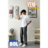 Vladivosto Unisex Battal Kalıp Baggy Oversize Ayarlanabilir Paçalı Eşofman Altı - Bol Kalıp (S-12XL) - Antrasit